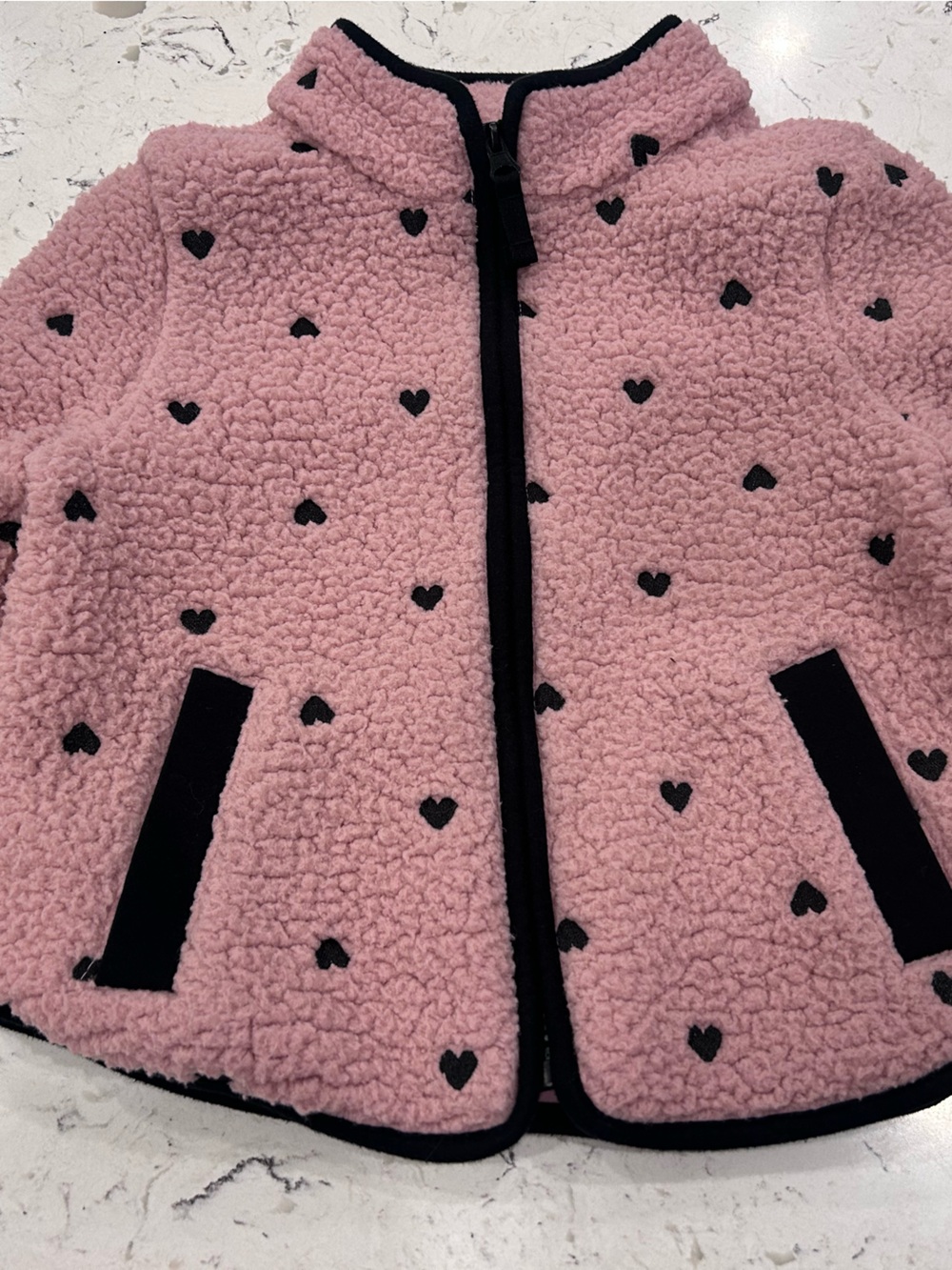 Cat & Jack Pink Sherpa Heart Zip Jacket